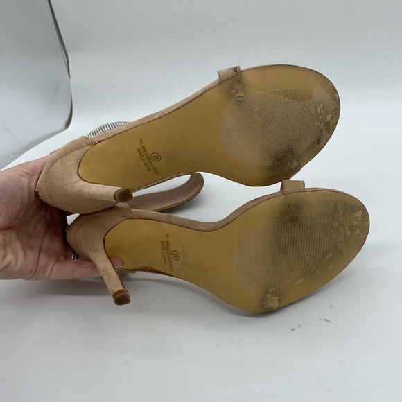 Olivia Ferragamo High Heels Stilettos Crystal Jeweled Ankle Strap Tan Womens 8 - Picture 7 of 17